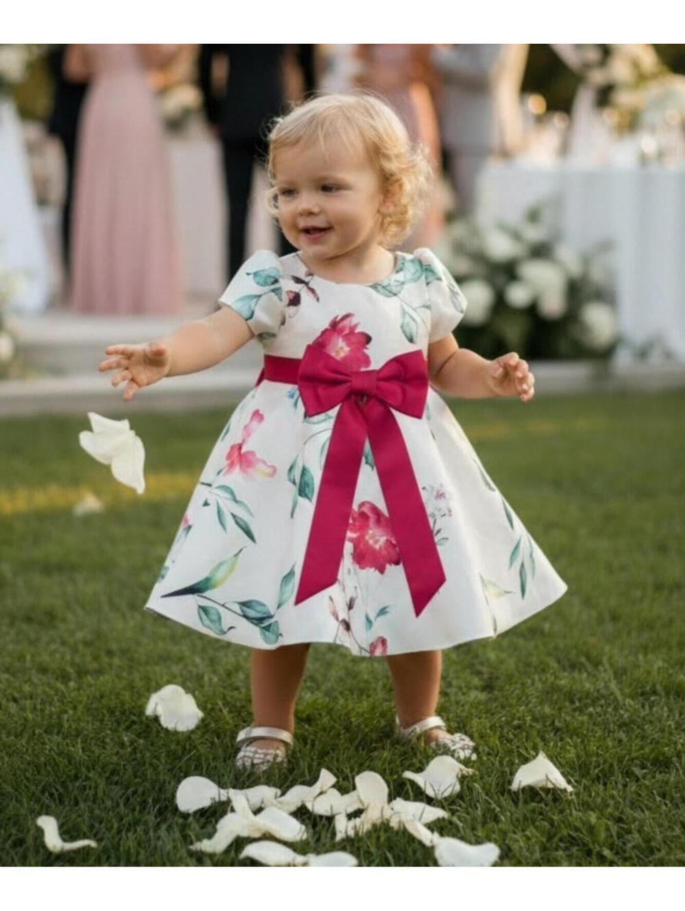 Kajol Baby Girl Fancy Dress, Crinoline, Belt, Sz 6-12 mos, Wedding, Flower Girl